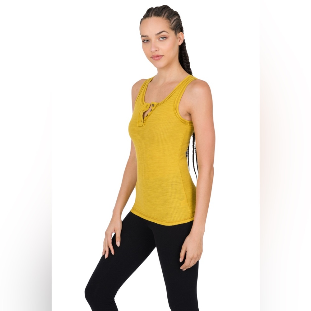 Golden Wasabi Ribbed Zenana Tank Top